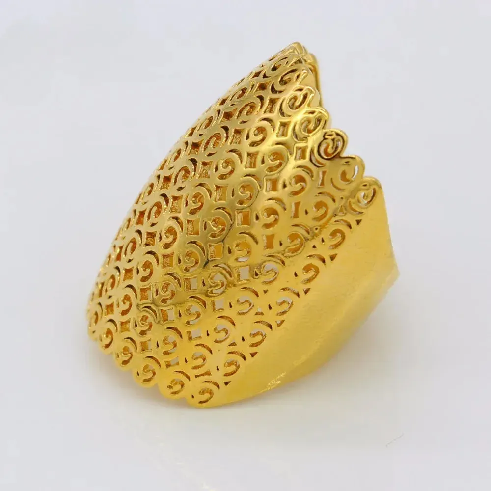 Classic Rings for Women Gold Color Wedding Bands Jewelry African Arab Party