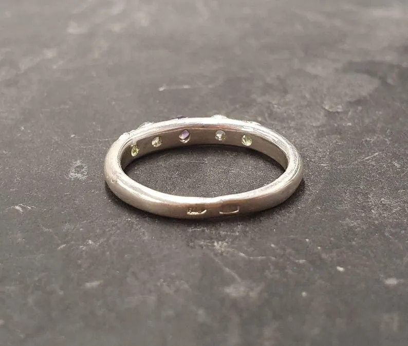 Colorful Eternity Band - Dainty Multistone Ring - Natural Gemstones Band