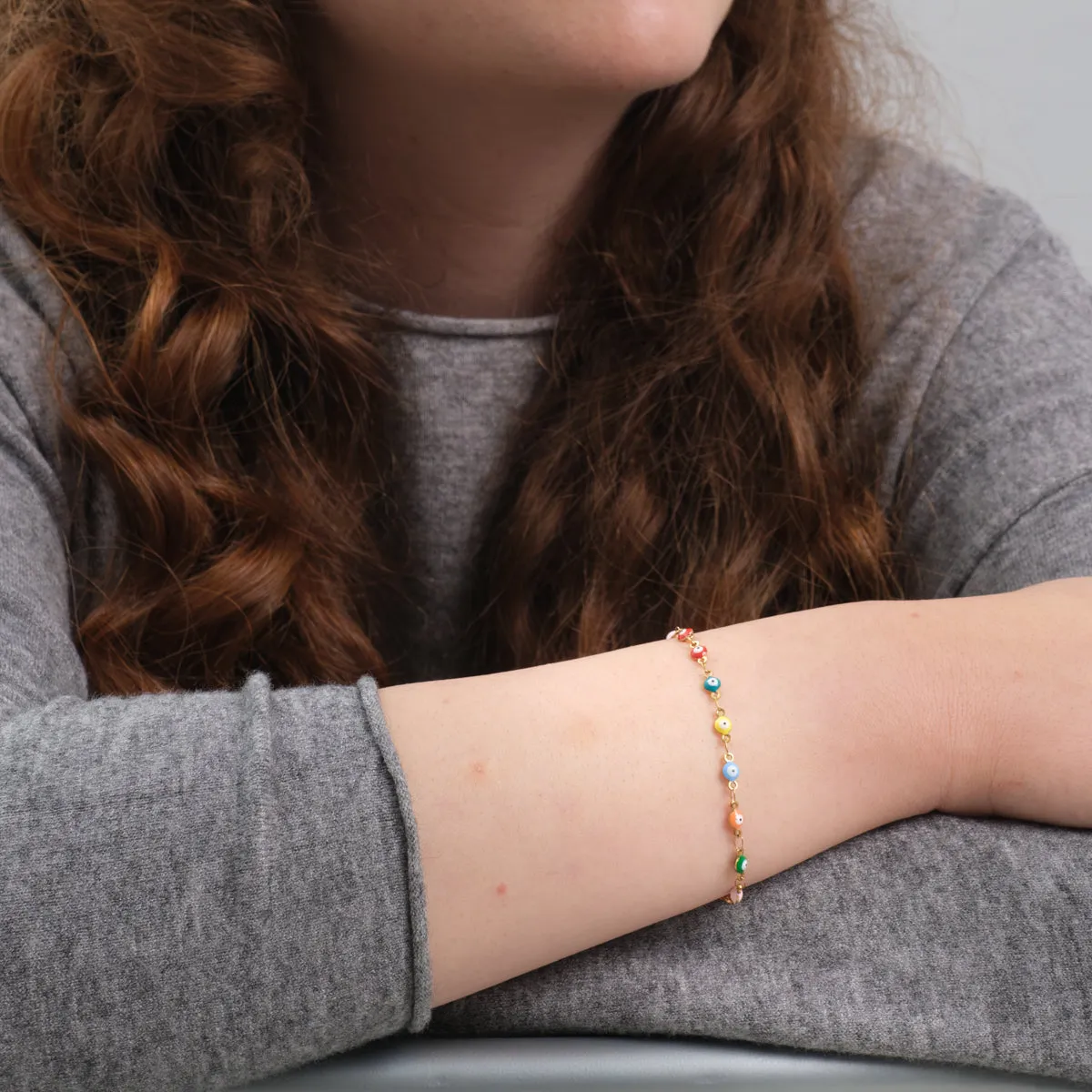 Colorful Eyes Gold Bracelet