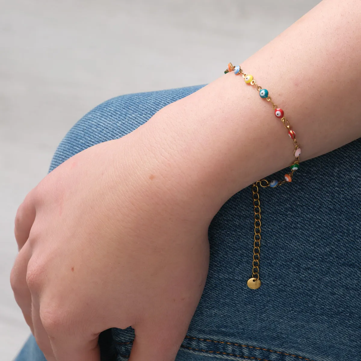 Colorful Eyes Gold Bracelet