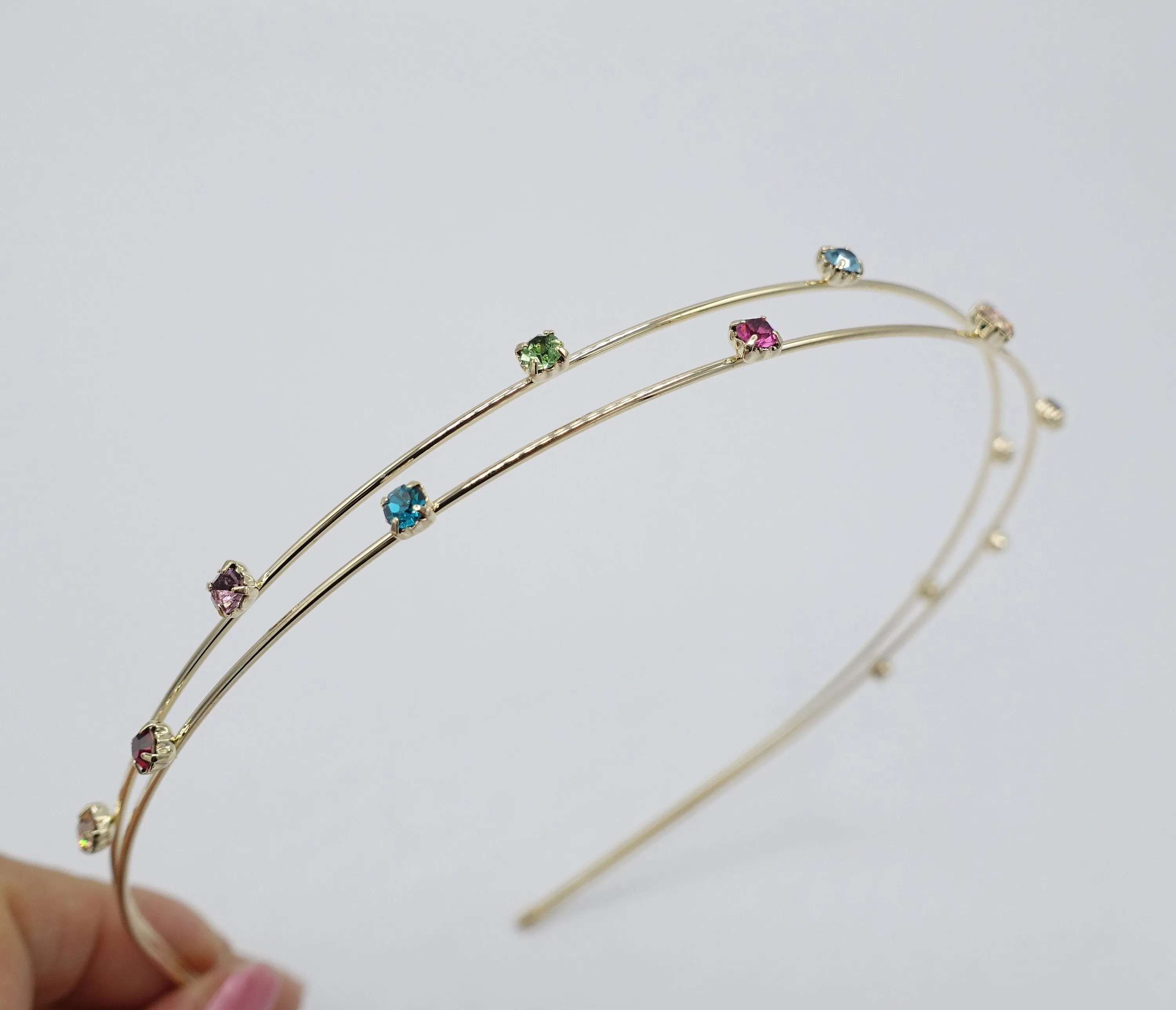 colorful rhinestone double headband