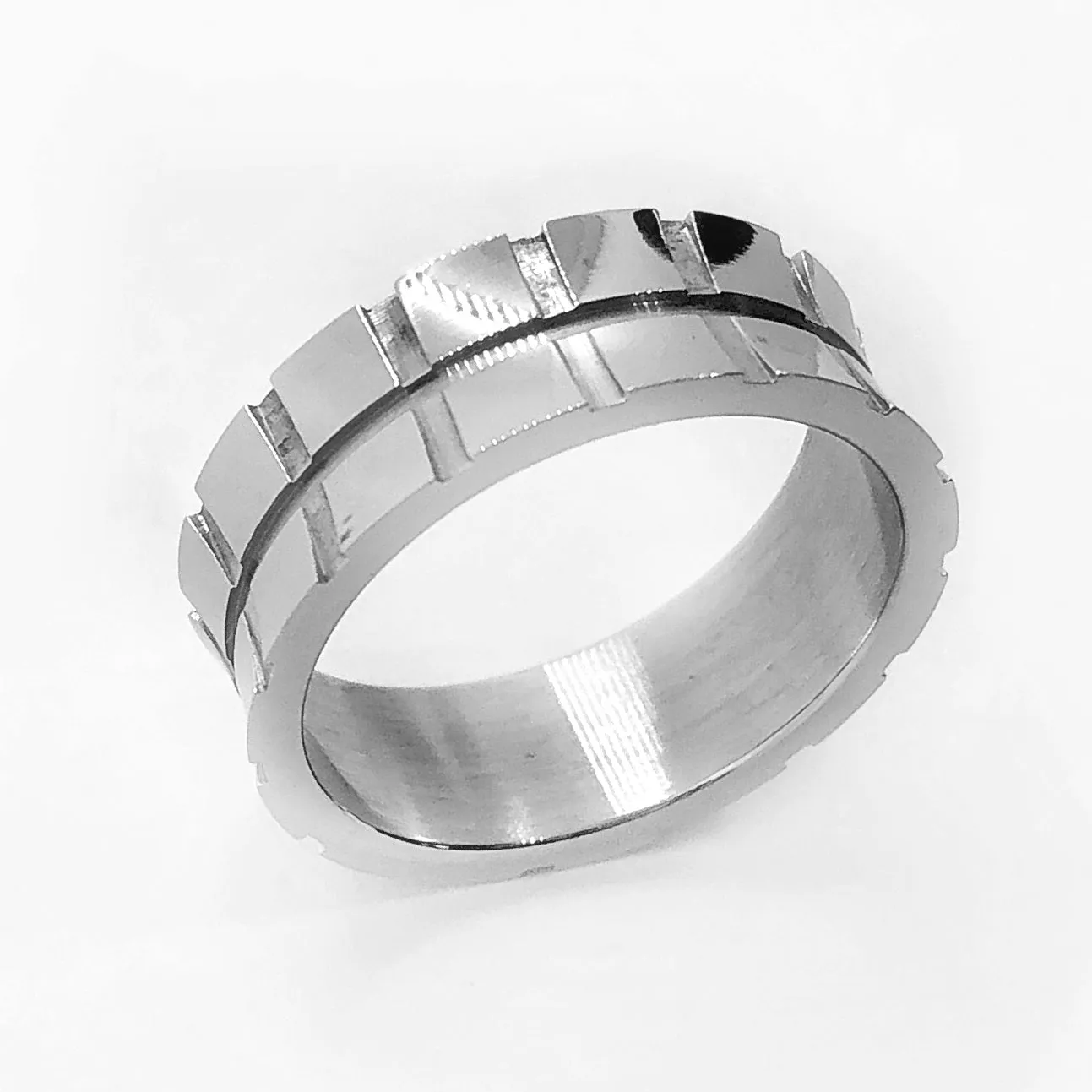 Concave Etched Stainless Steel Men's Band