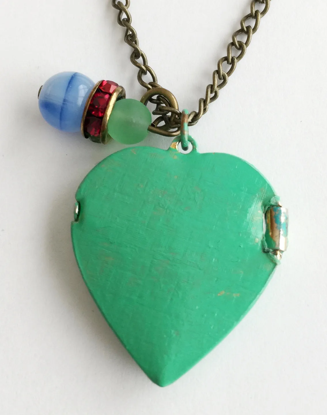 Coney Island Tillie Face Locket Necklace with Rhinestones