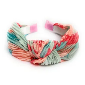 Coral Sage Green Tie Dye Silk Knot Headband