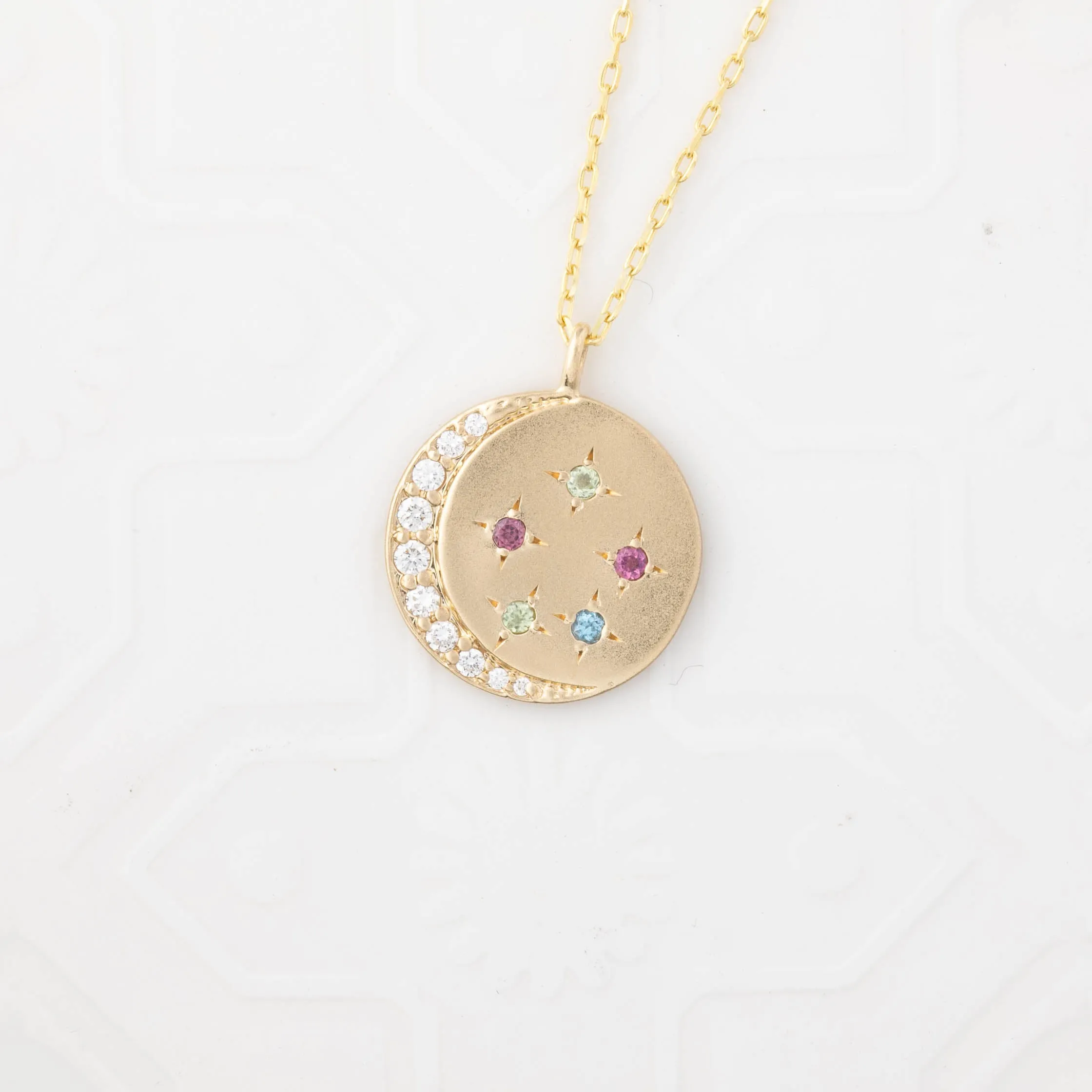 Crescent Birthstone Necklace