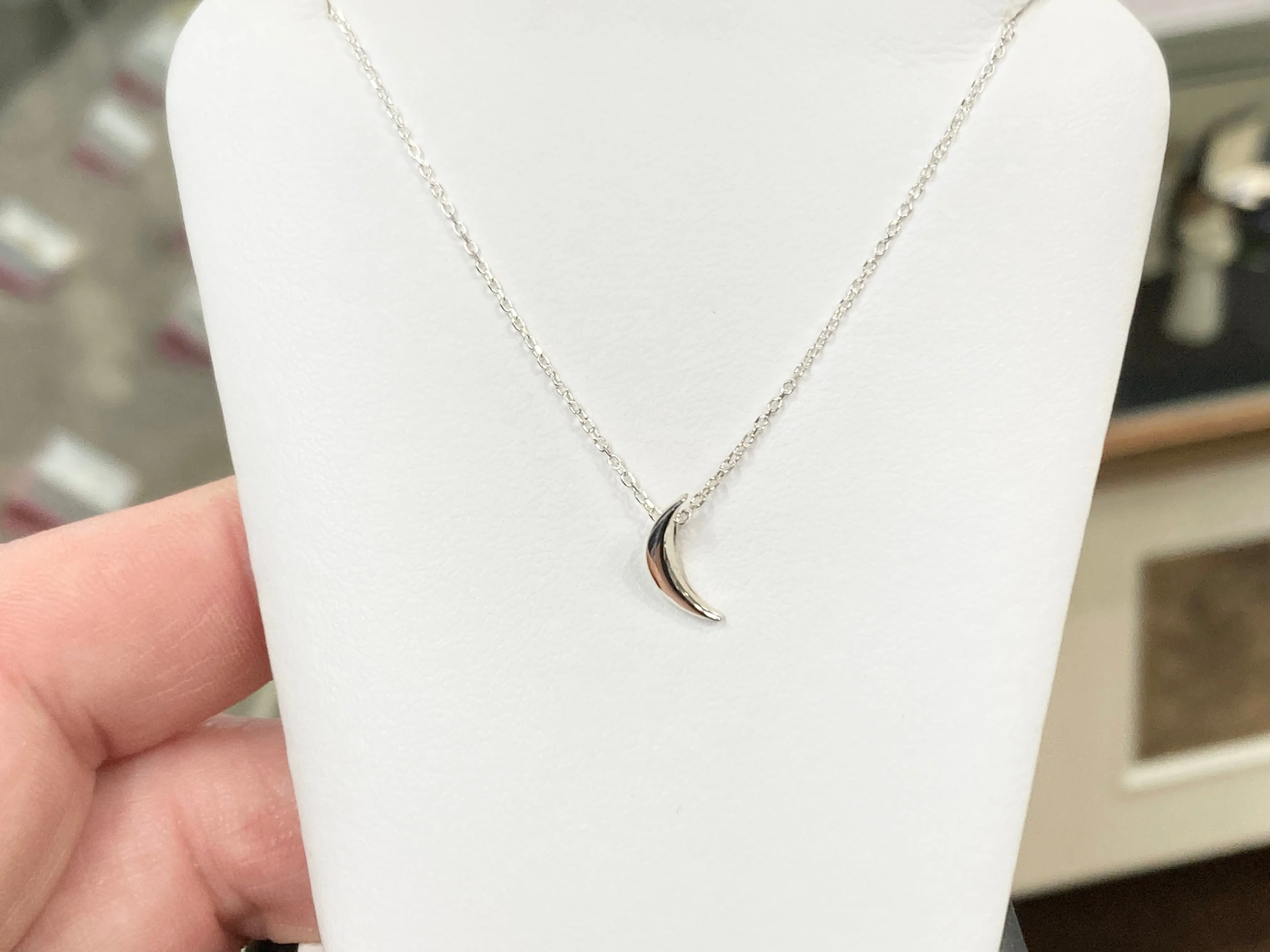 Crescent Moon Silver Adjustable Necklace