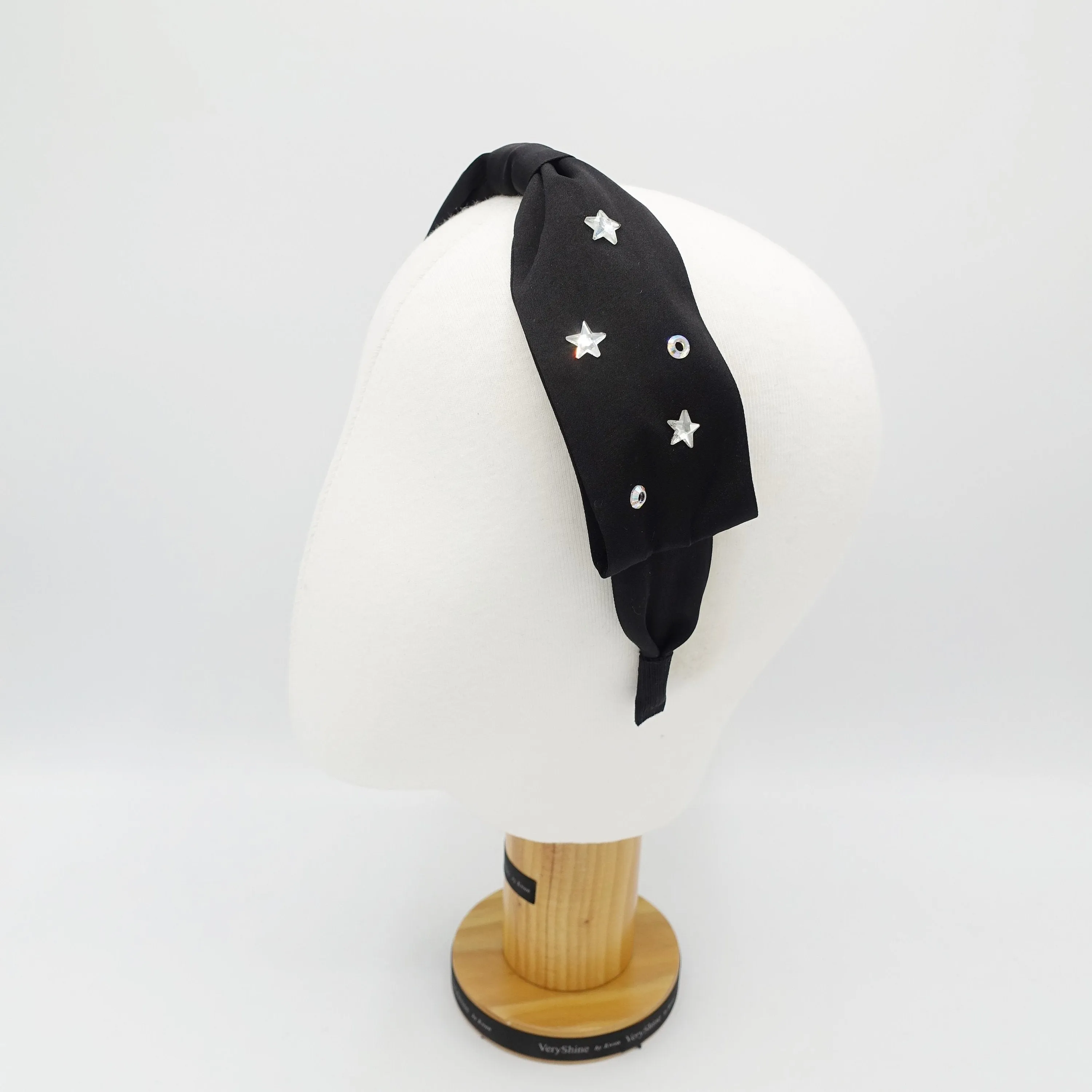 crystal hotfix embellished  black bow tie headband