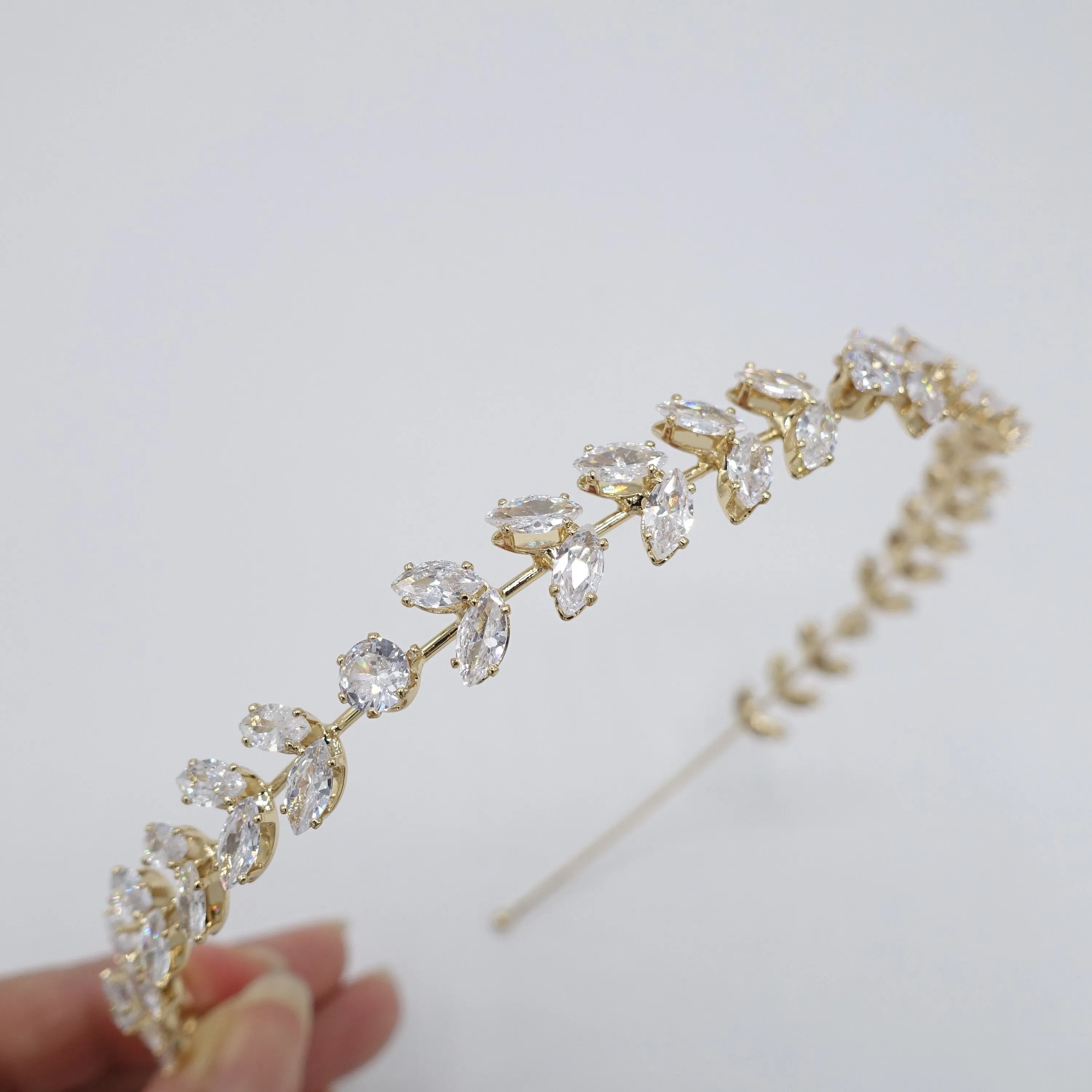 cubic rhinestone headband, leaf rhinestone headband, bridal headband