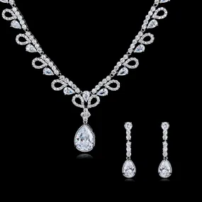 Cubic zirconia bride wedding necklace earring set CN10035