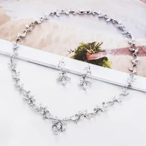 Cubic zirconia bride wedding necklace earring set CN10042