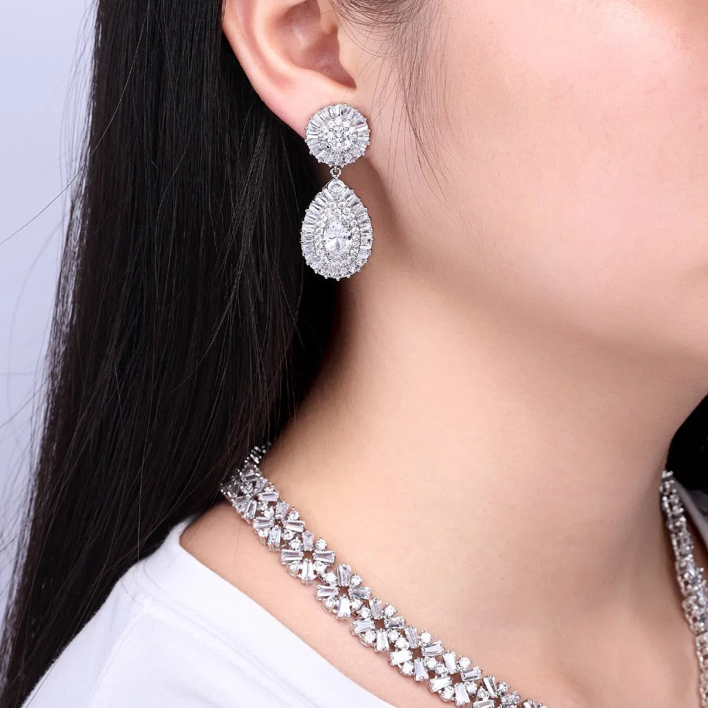 Cubic zirconia bride wedding necklace earring set CN10086