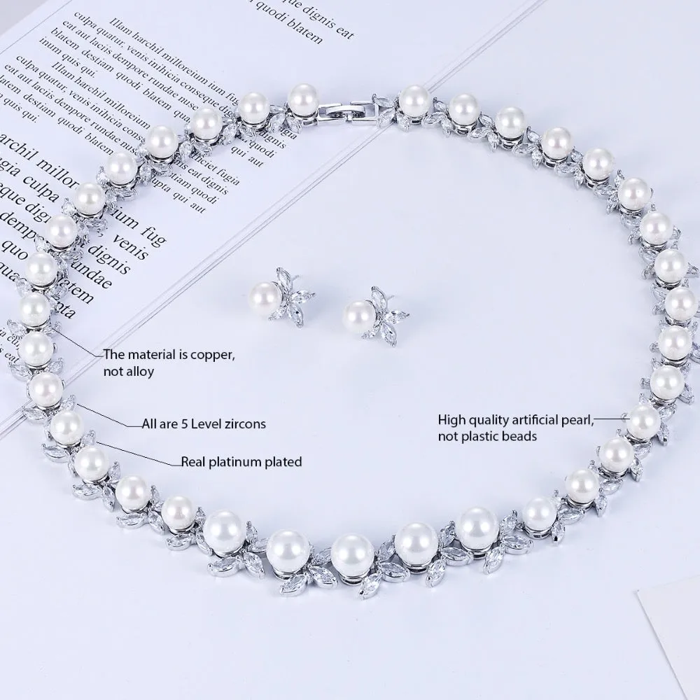 Cubic zirconia bride wedding necklace earring set CN10123