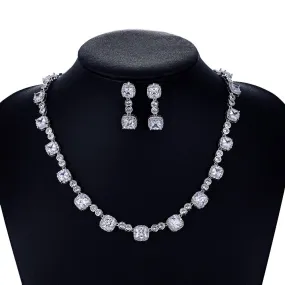 Cubic zirconia bride wedding necklace earring set CN10146