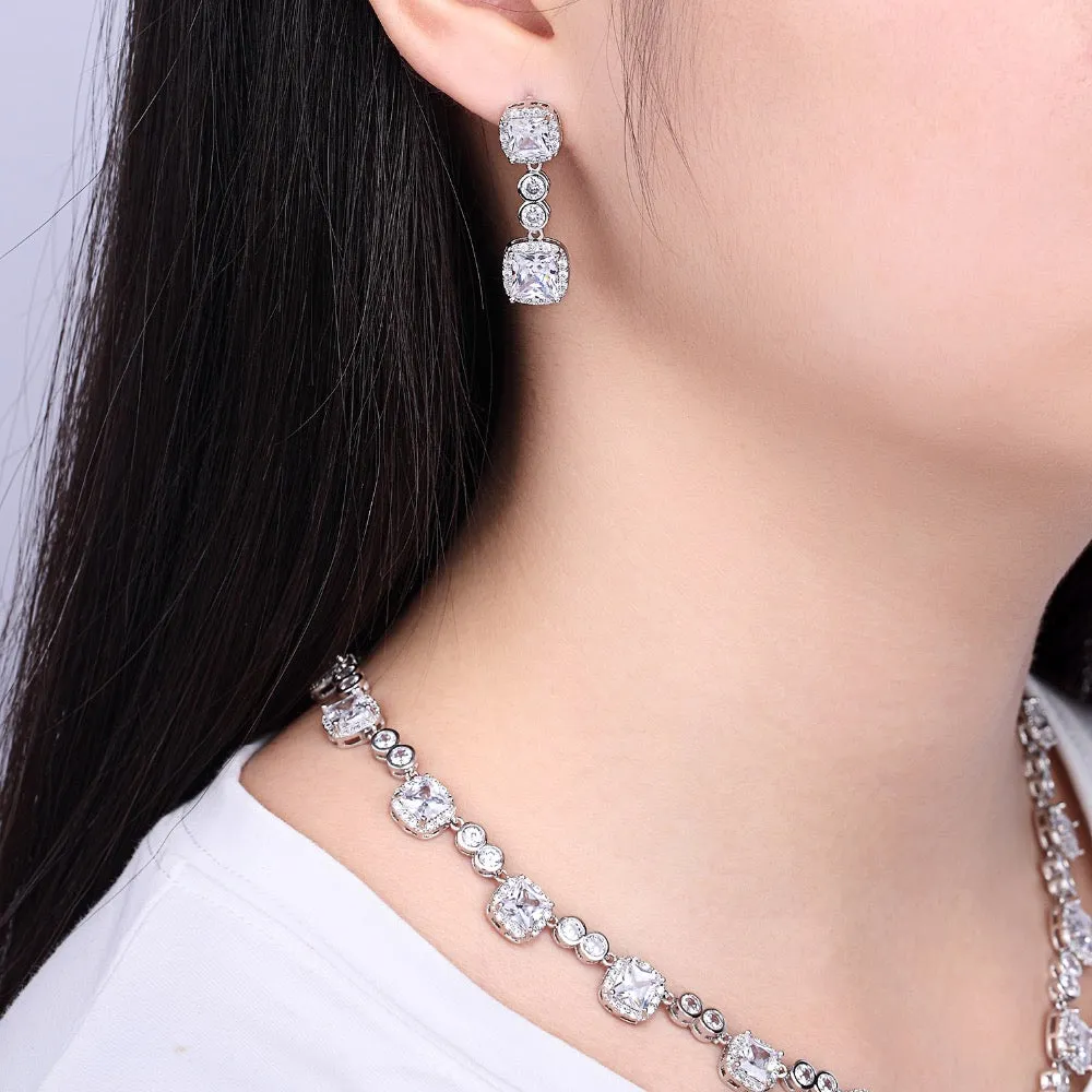 Cubic zirconia bride wedding necklace earring set CN10146