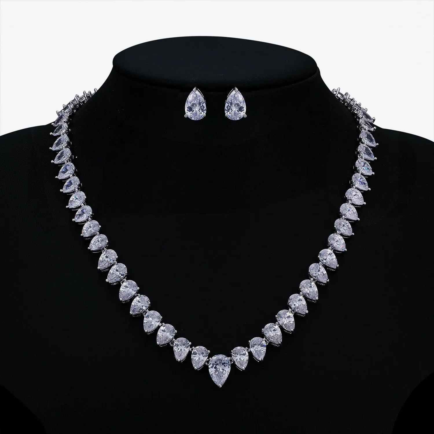 Cubic zirconia bride wedding necklace earring set  CN10271