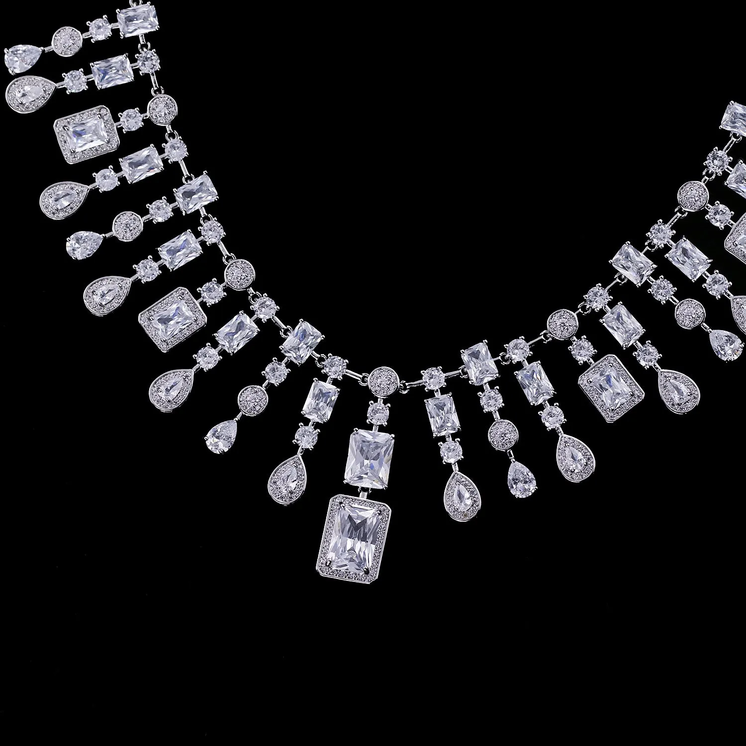 Cubic zirconia bride wedding necklace earring set tCN10307