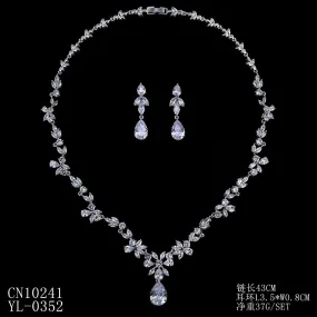 Cubic zirconia Flower Wedding Necklace Set,Women Party Jewelry CN10241