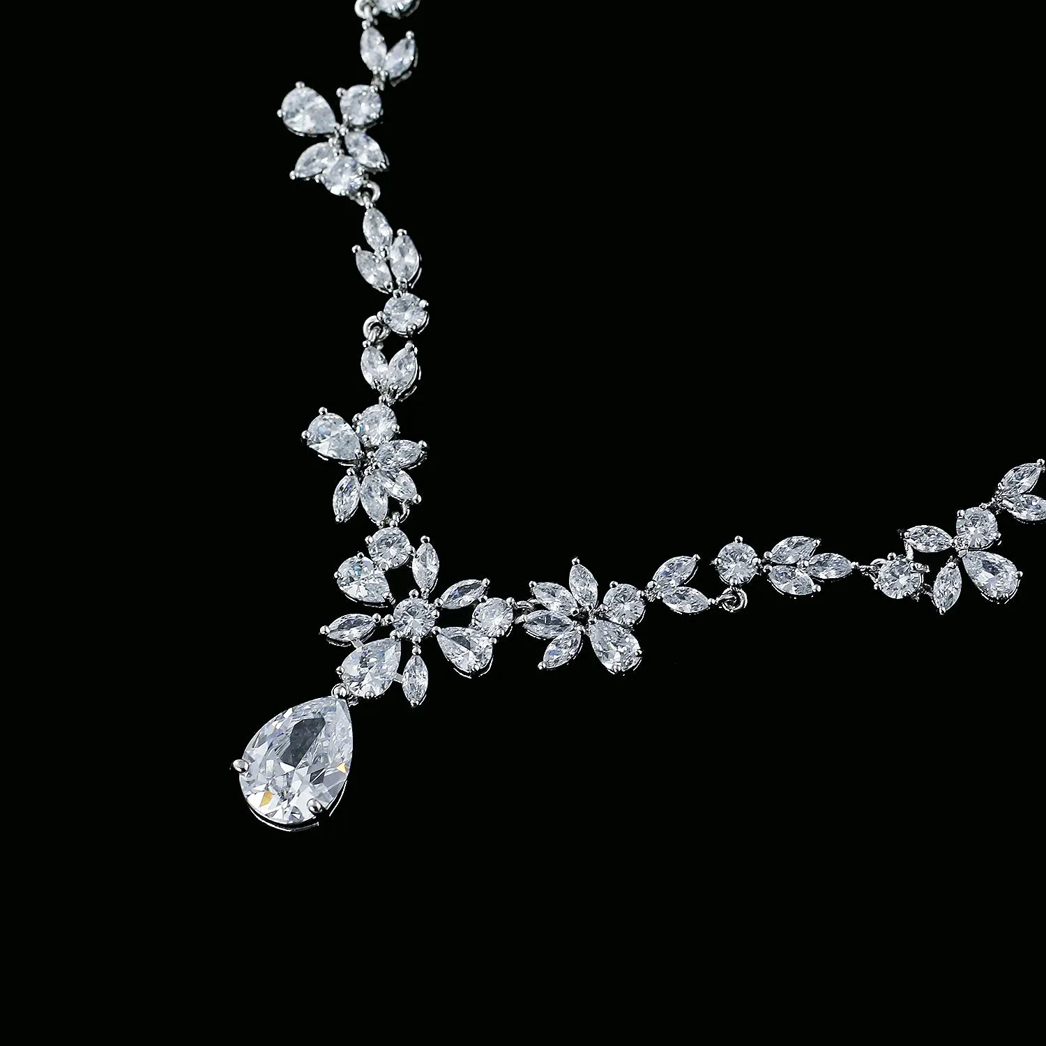 Cubic zirconia Flower Wedding Necklace Set,Women Party Jewelry CN10241