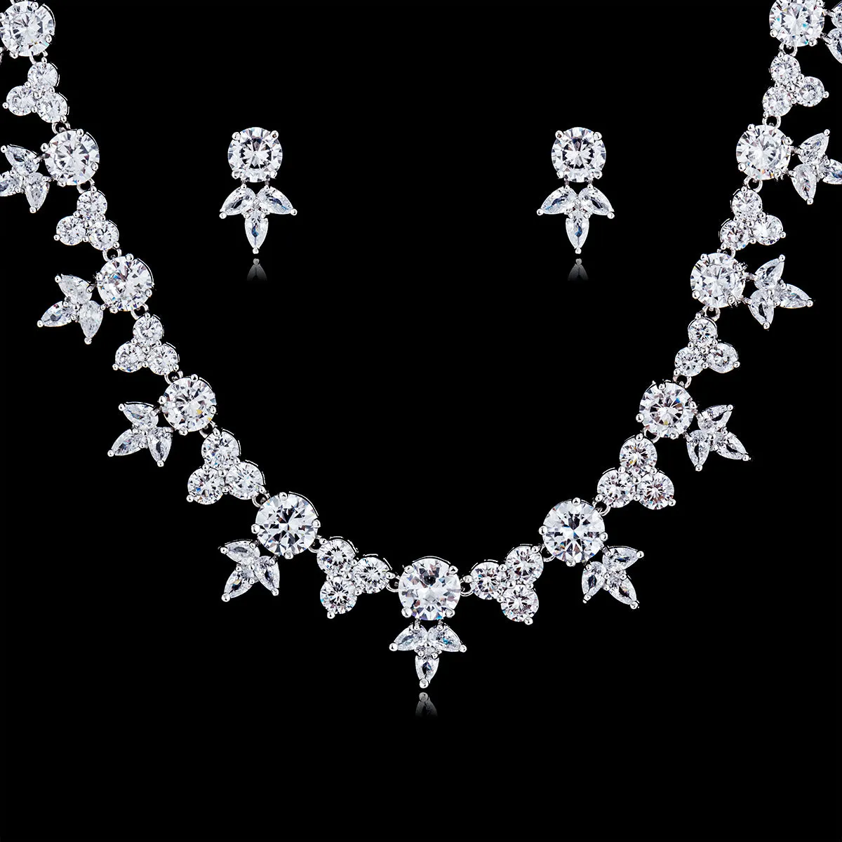 Cubic zirconia Wedding Necklace Earring Set,Women Party Jewelry CN10128