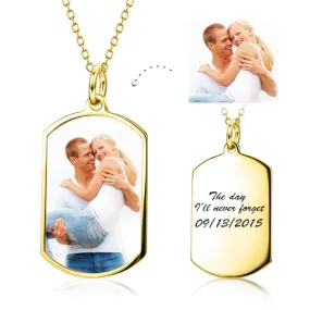 Custom Dog Tag Photo Necklace- Crystal Photo Pendant