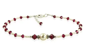 Custom Jewel Tones Crystal Pearl Anklet