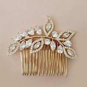 CZ Gold Hair Comb Adara