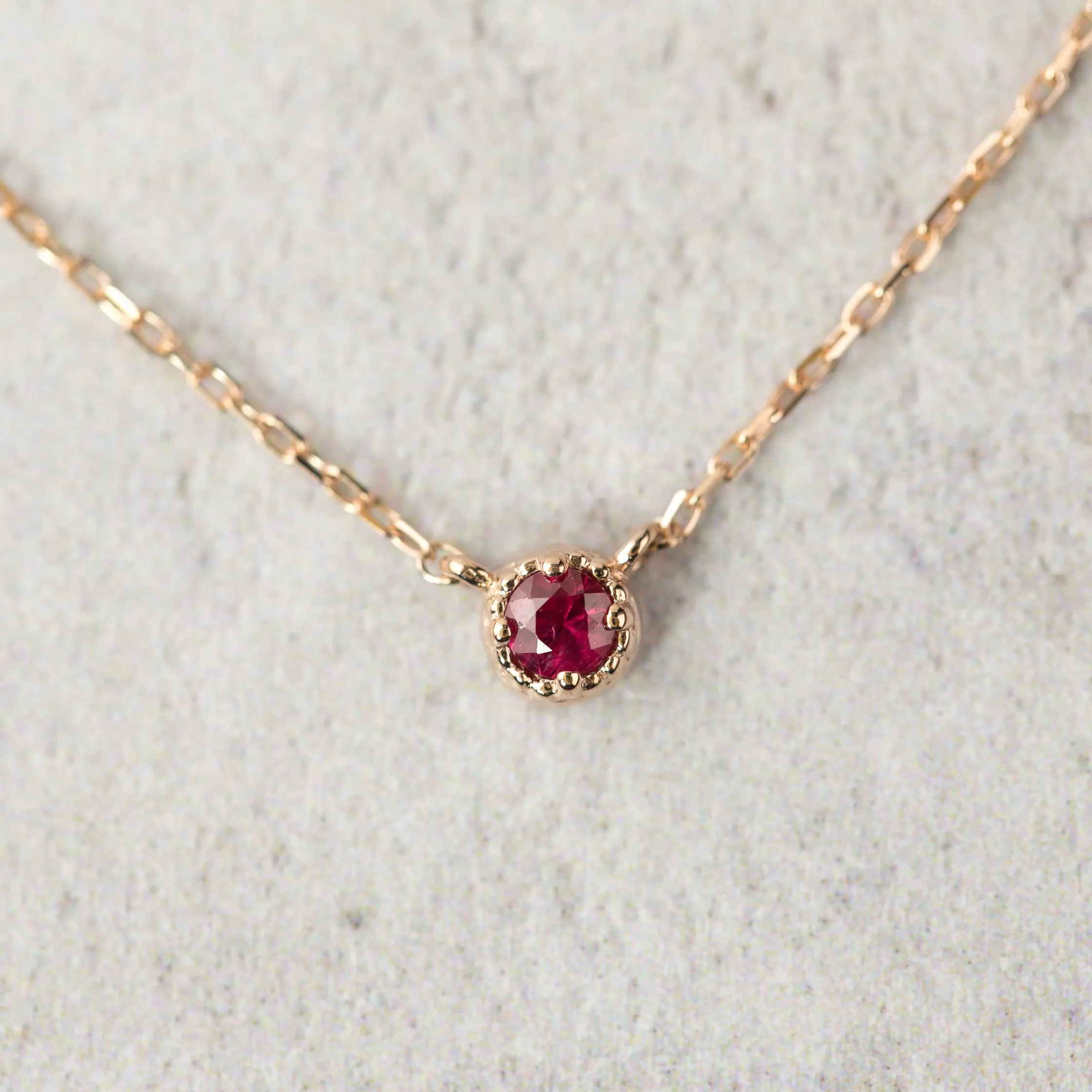 Dahlia Ruby Solitaire Necklace