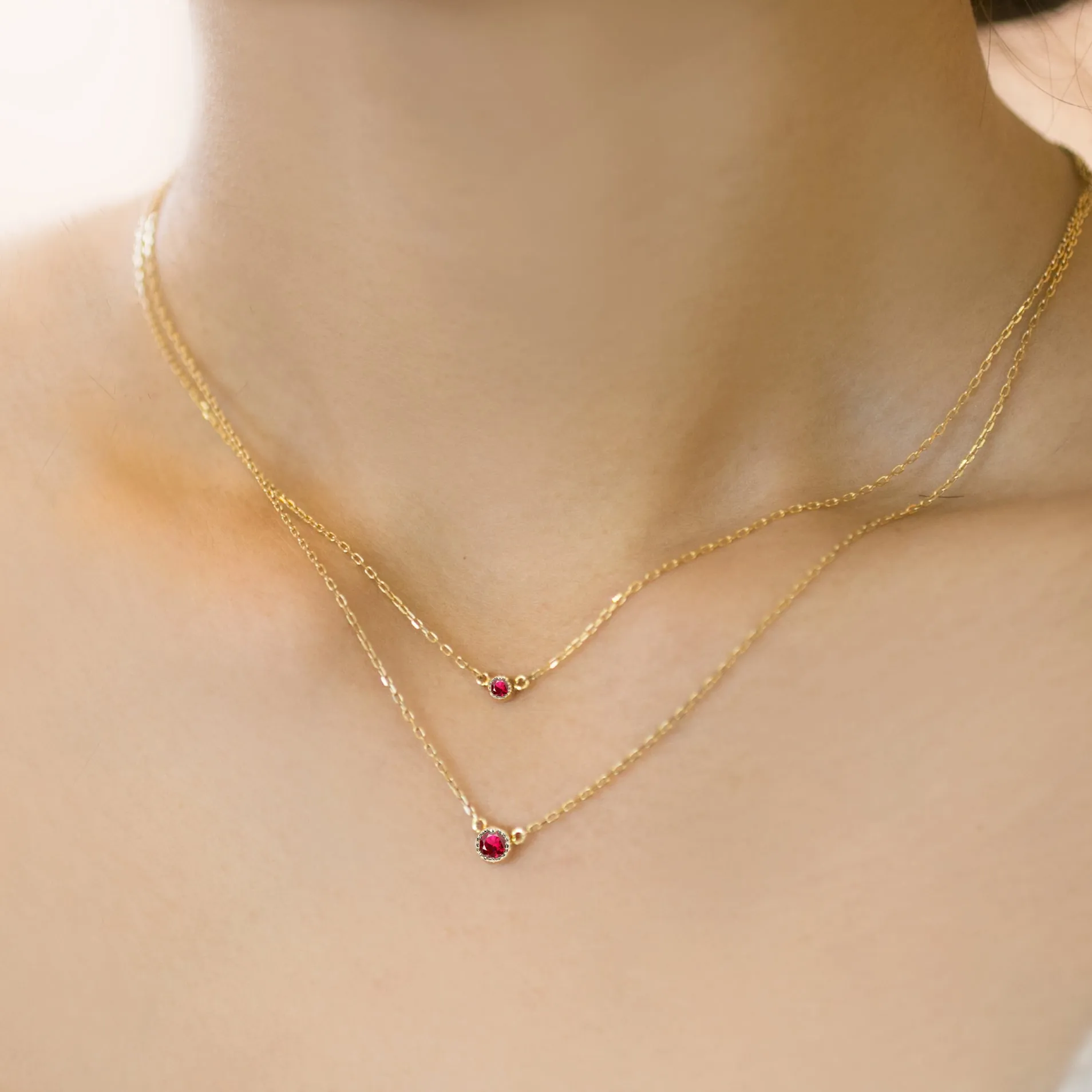 Dahlia Ruby Solitaire Necklace