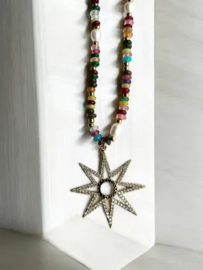 Dainty Gemstone Zircon Star Necklace