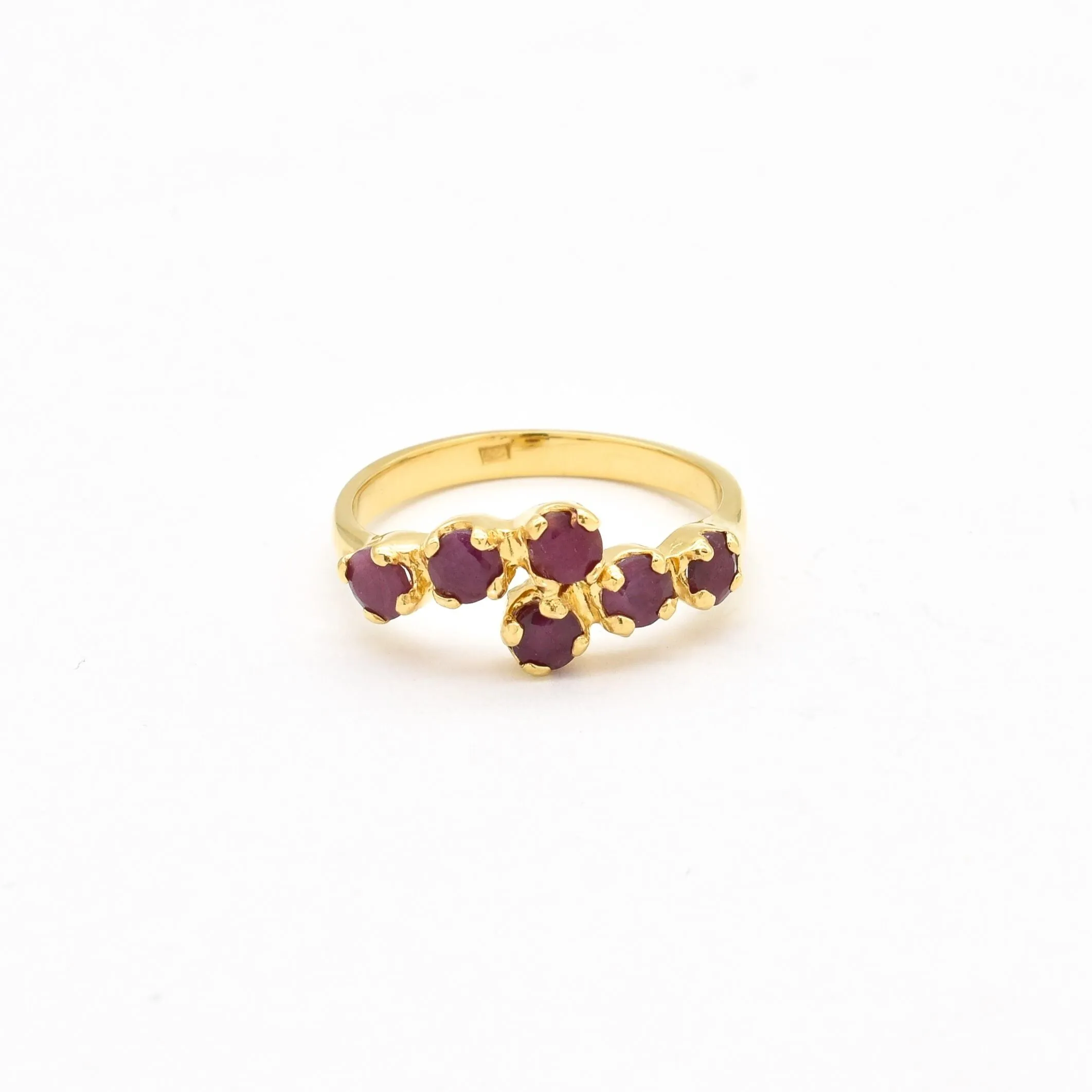 Dainty Ruby Gold Ring - Asymmetric Band, Natural Ruby Ring