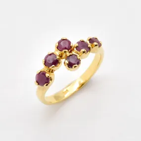 Dainty Ruby Gold Ring - Asymmetric Band, Natural Ruby Ring