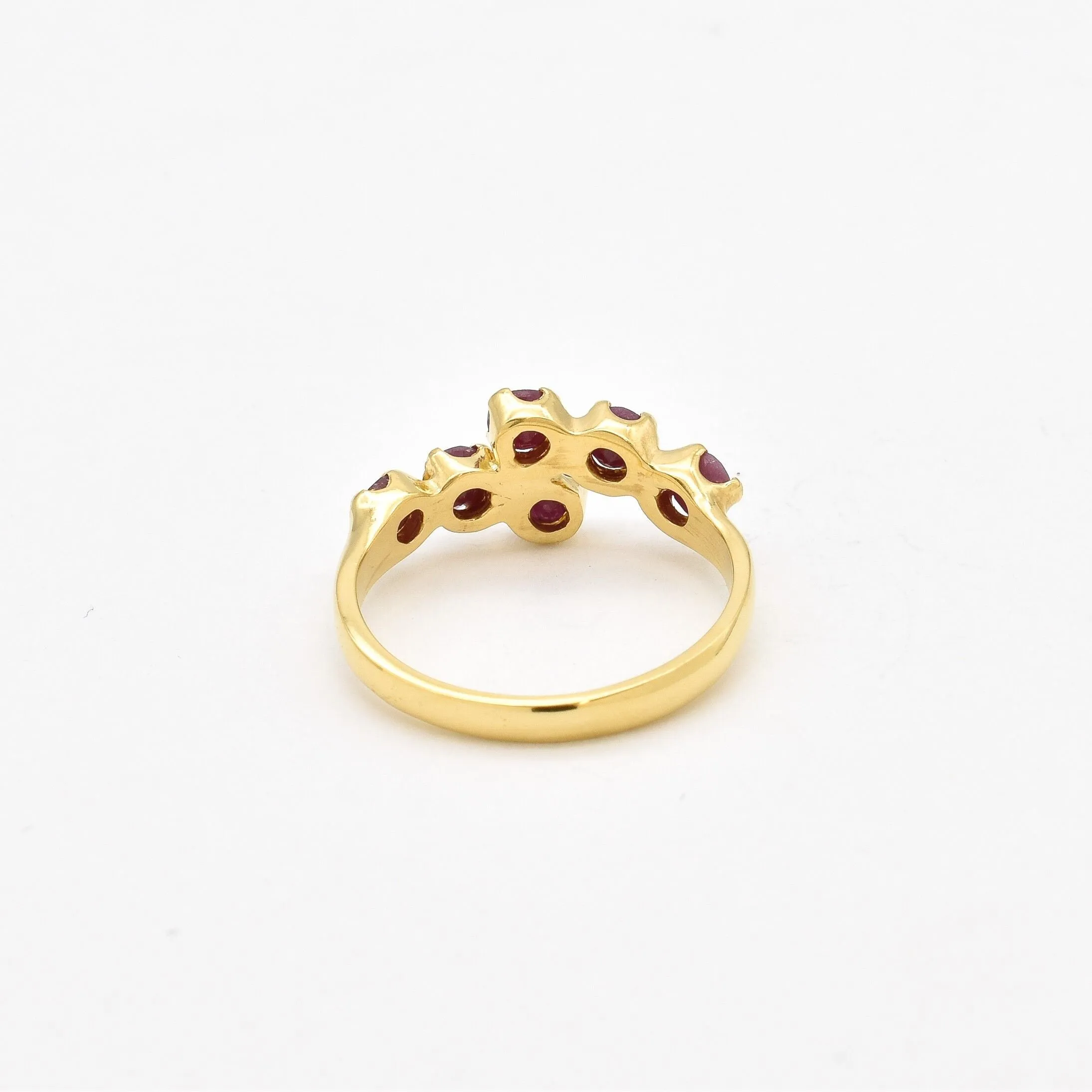 Dainty Ruby Gold Ring - Asymmetric Band, Natural Ruby Ring