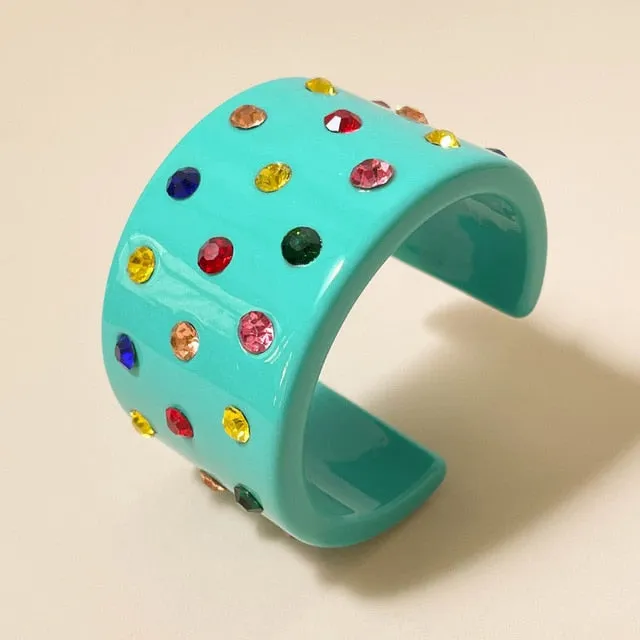 Darlene- the Multicolored Rhinestone Studded 1950s Style Cuff Bracelet 7 Colors