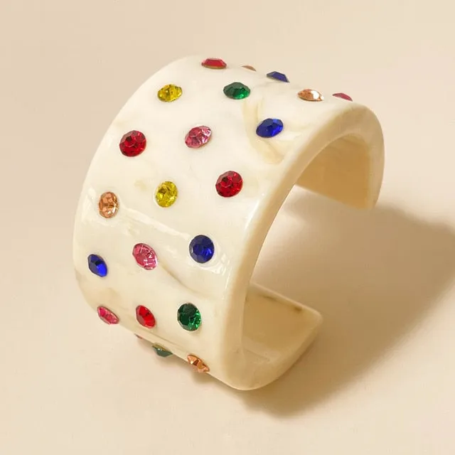 Darlene- the Multicolored Rhinestone Studded 1950s Style Cuff Bracelet 7 Colors