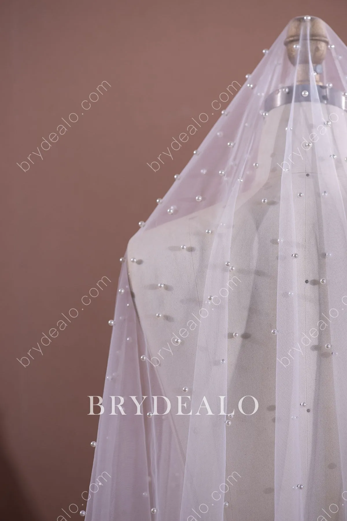 Delicate Pearls Elbow Bridal Veil