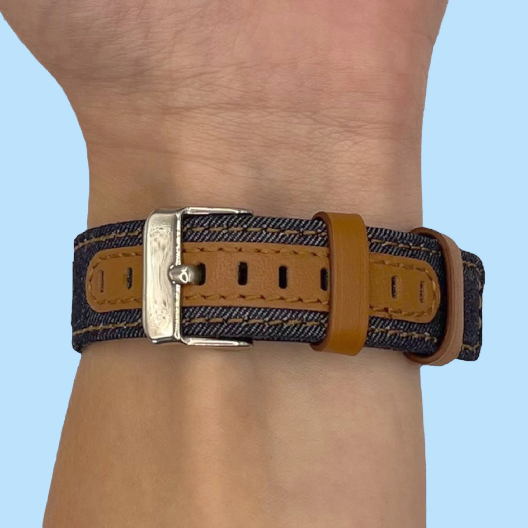 Denim & Leather Watch Straps Compatible with the LG Watch