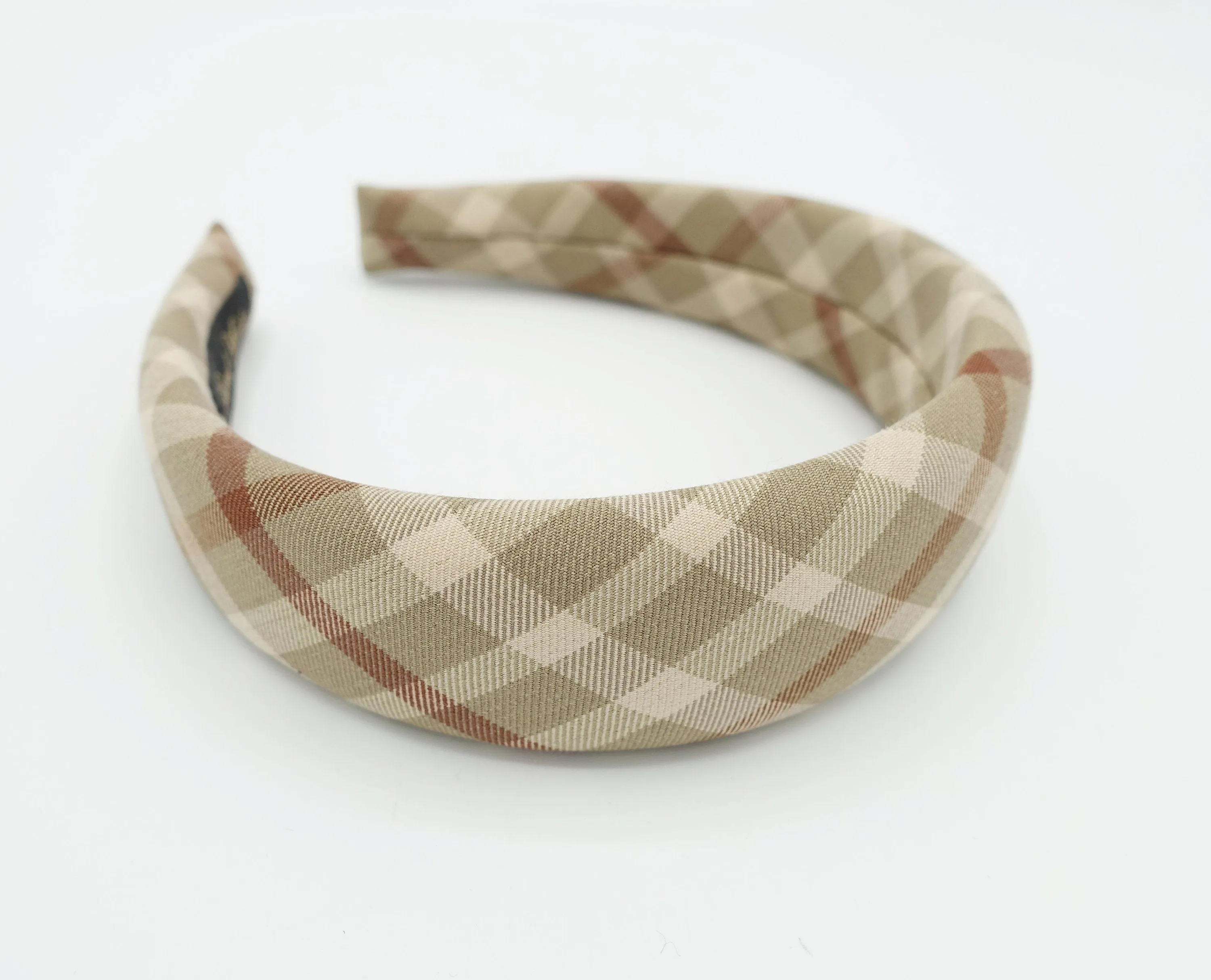 diagonal plaid check headband padded hairband basic hair accessory for women