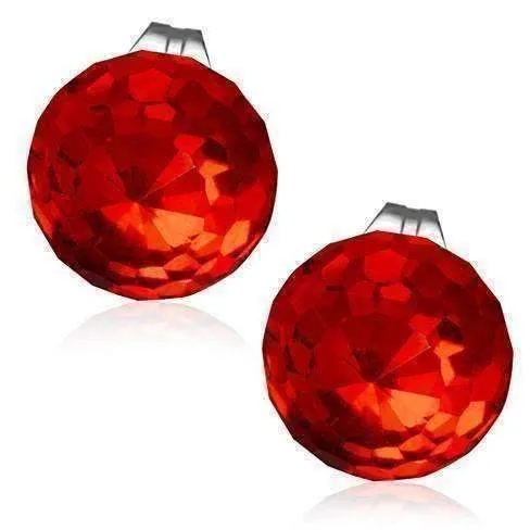 Disco Ball Faceted Crystal Stud Earrings - Eight Colors!