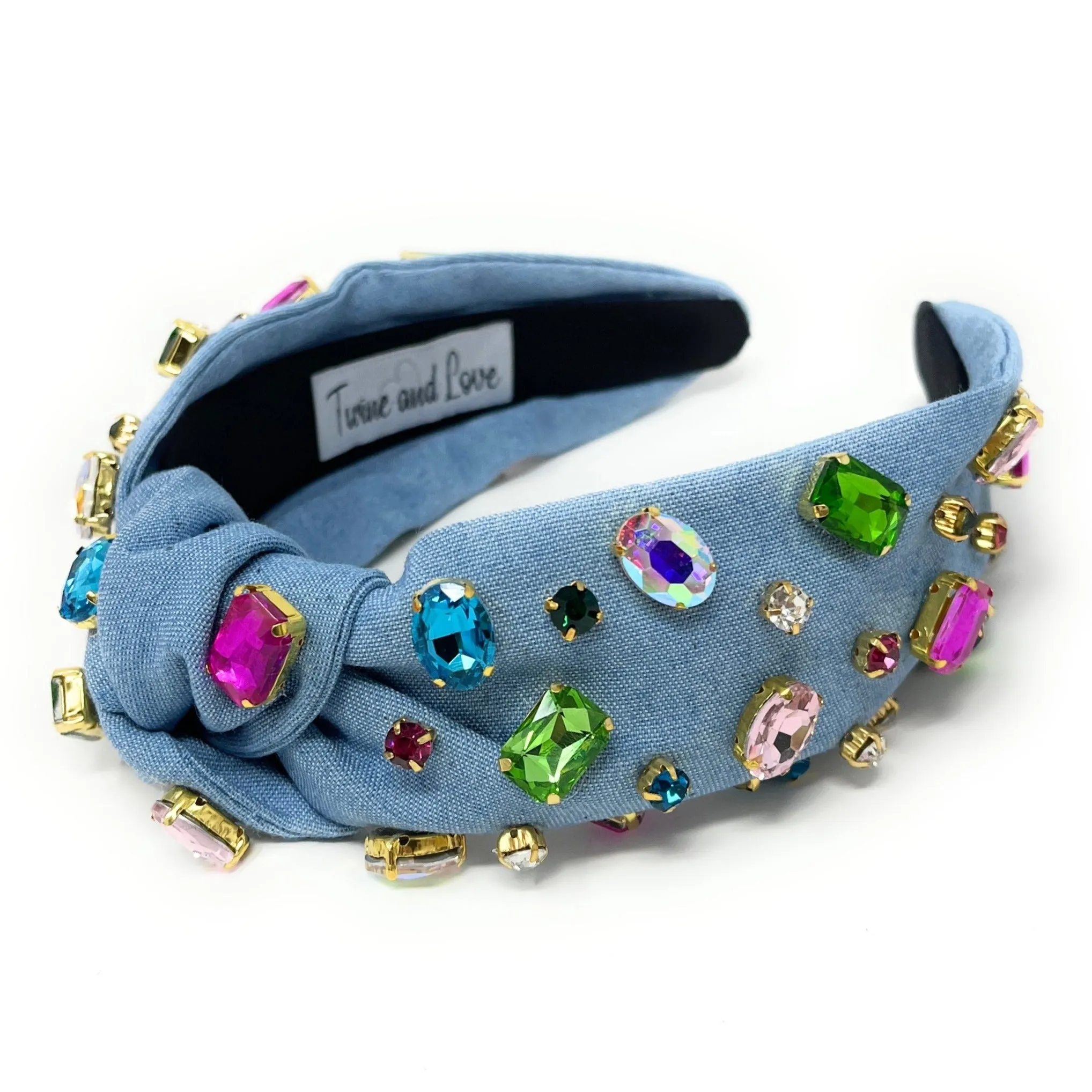 Eden Denim Jeweled Knot Headband