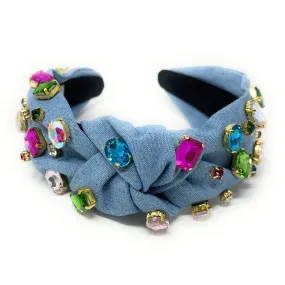 Eden Denim Jeweled Knot Headband