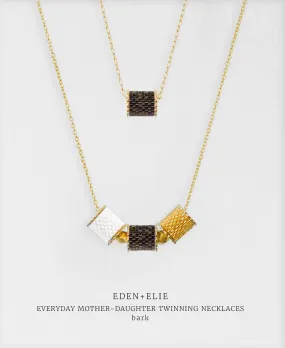 EDEN   ELIE Mother-Daughter twinning necklaces set - bark brown