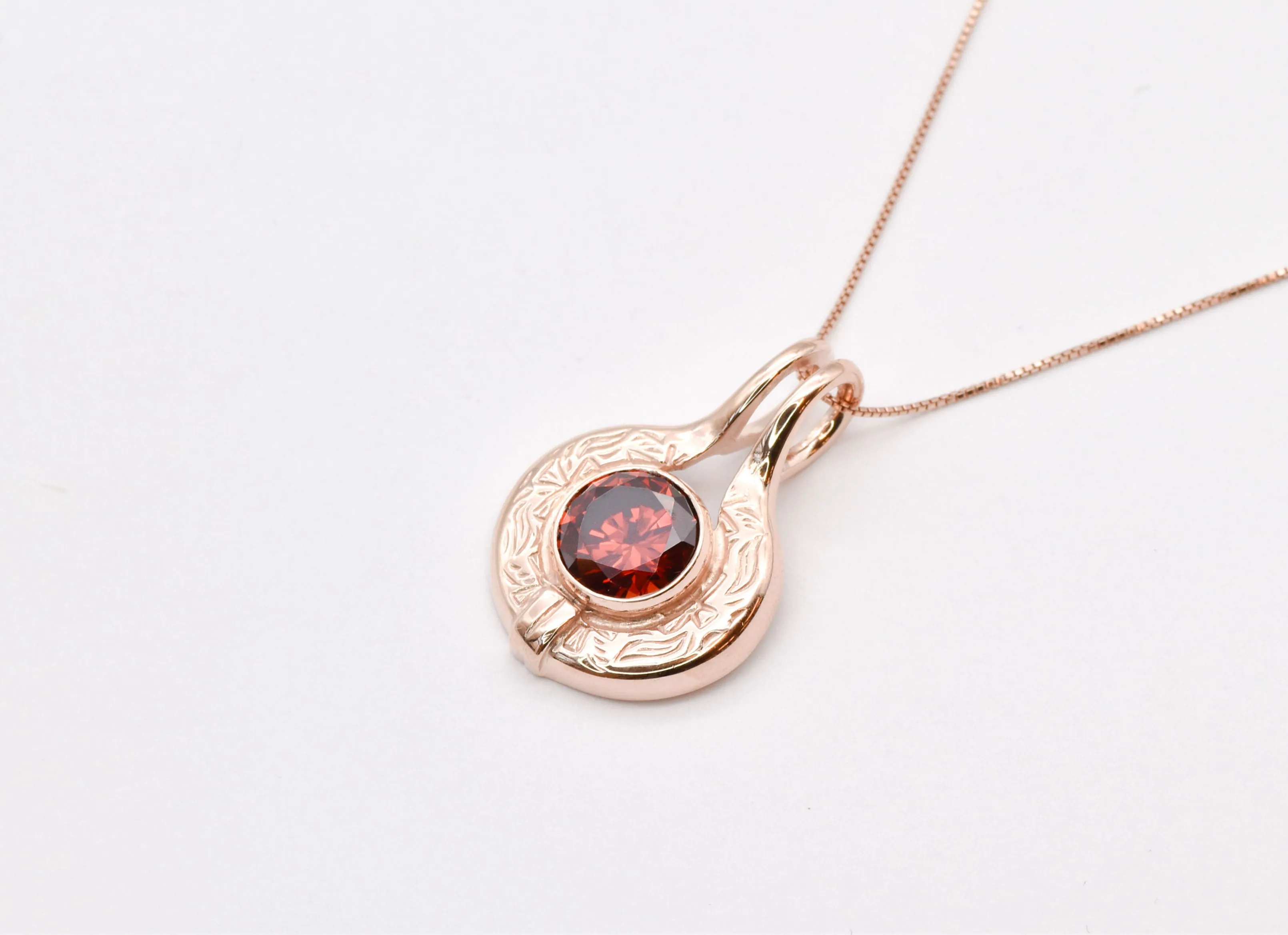 Egyptian Ruby Necklace - Ruby Ancient Pendant - Ruby Rose Gold Necklace