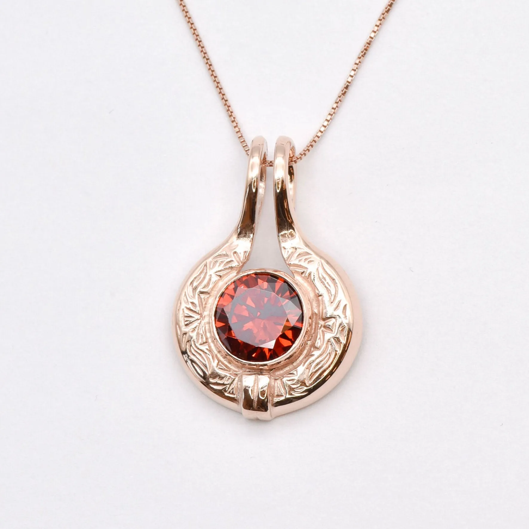 Egyptian Ruby Necklace - Ruby Ancient Pendant - Ruby Rose Gold Necklace