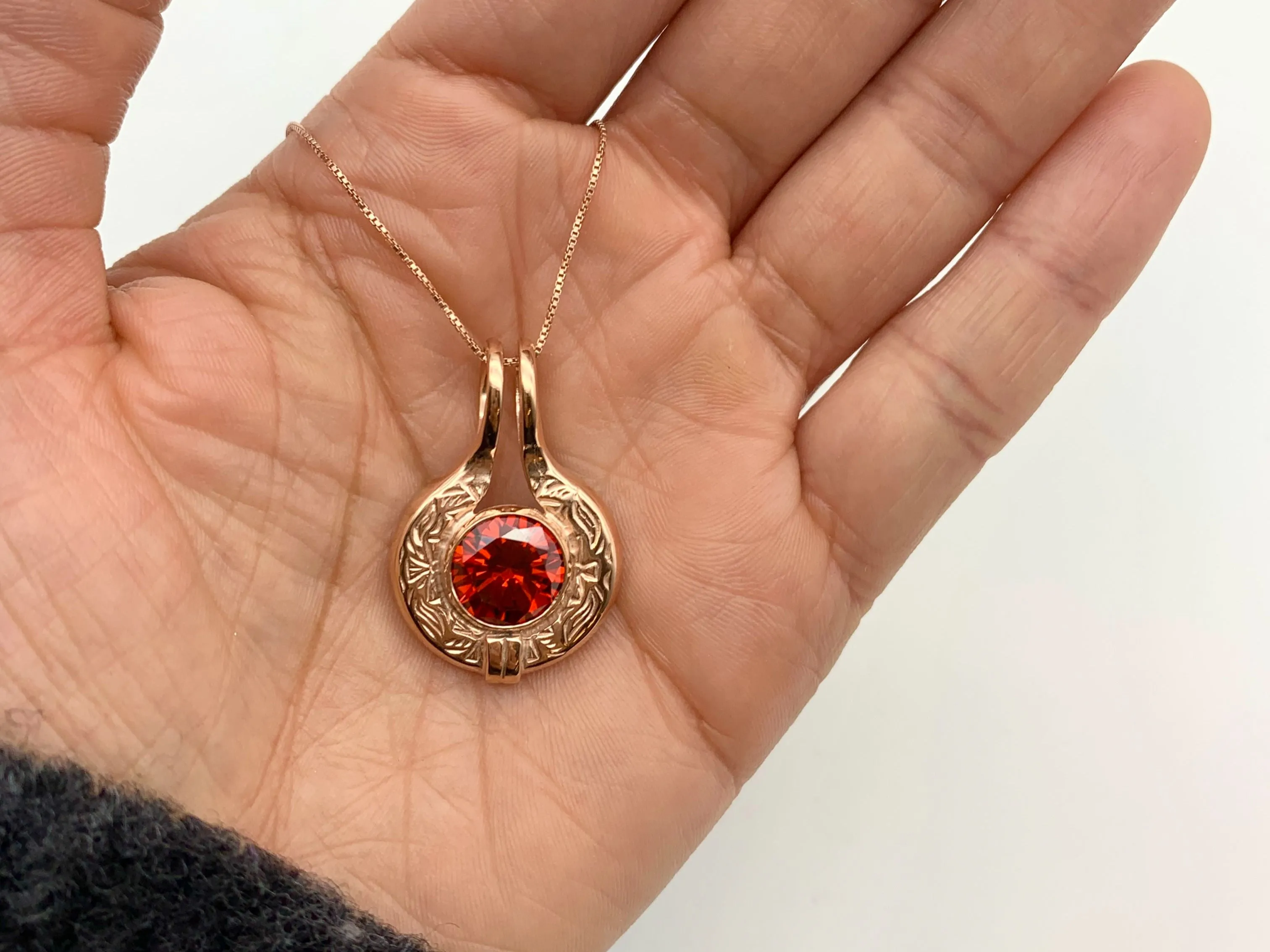 Egyptian Ruby Necklace - Ruby Ancient Pendant - Ruby Rose Gold Necklace