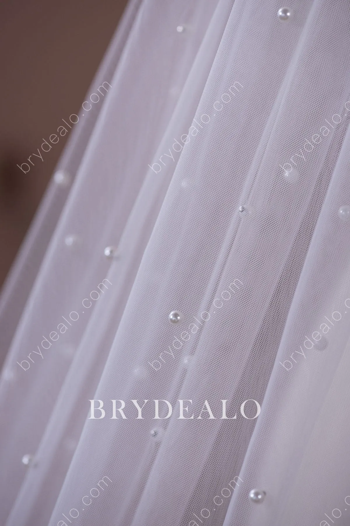 Elegant Polished Pearls Cathedral Length Bridal Veil