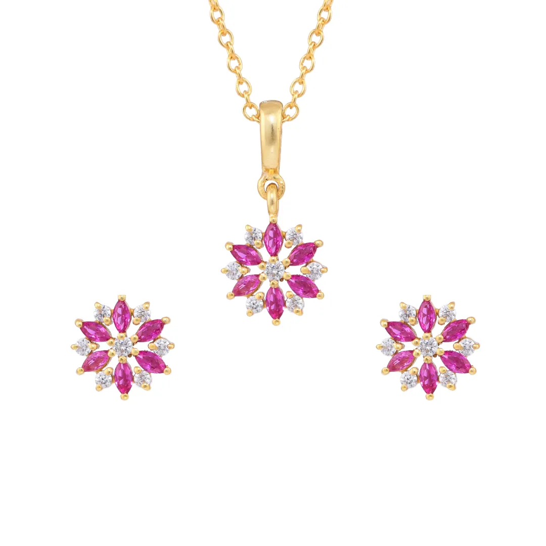 Elegant Ruby Flower Set