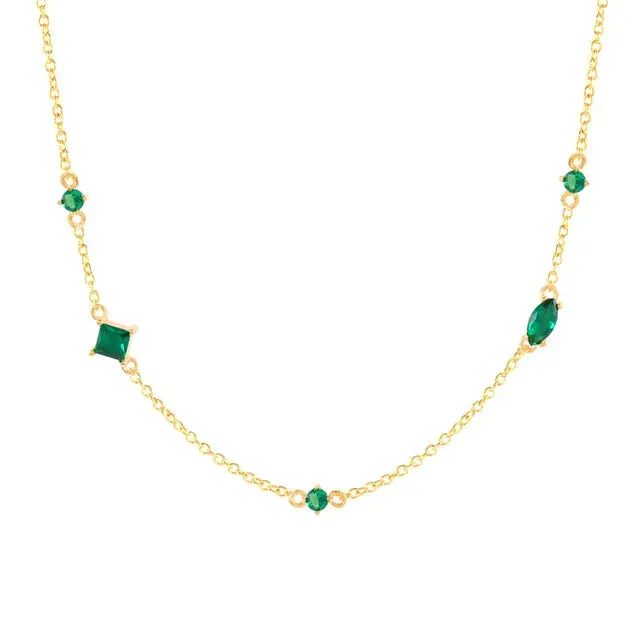 Elegant Silver Green Zircon Necklace