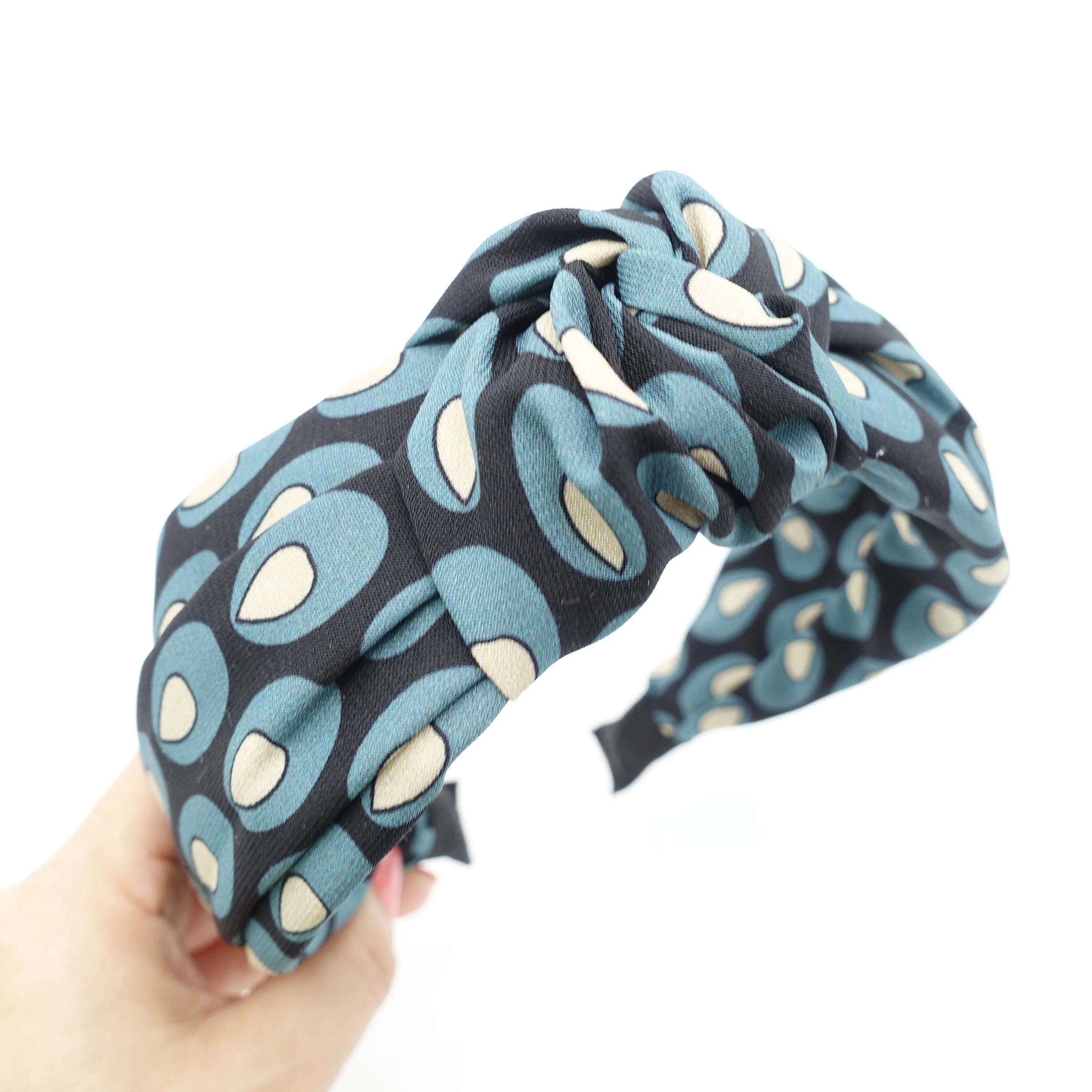 elliptical water drop print headband  knotted hairband women hair accessory