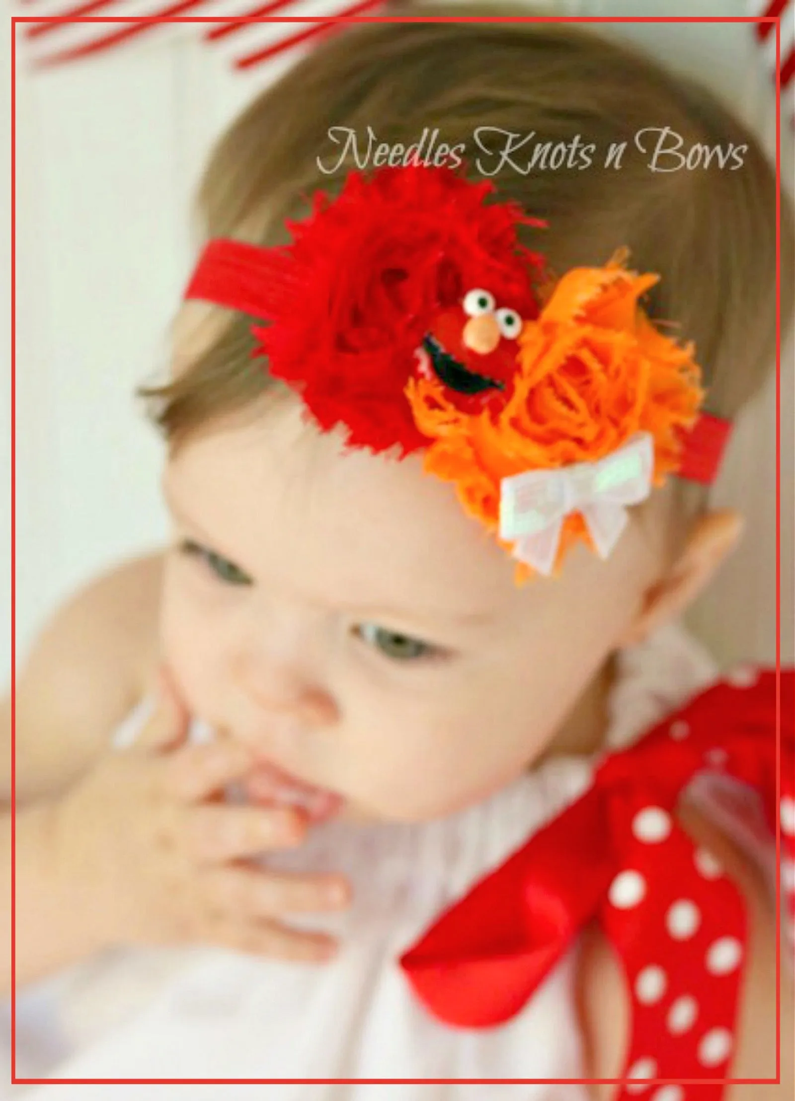 Elmo Red and Orange Flower Headband