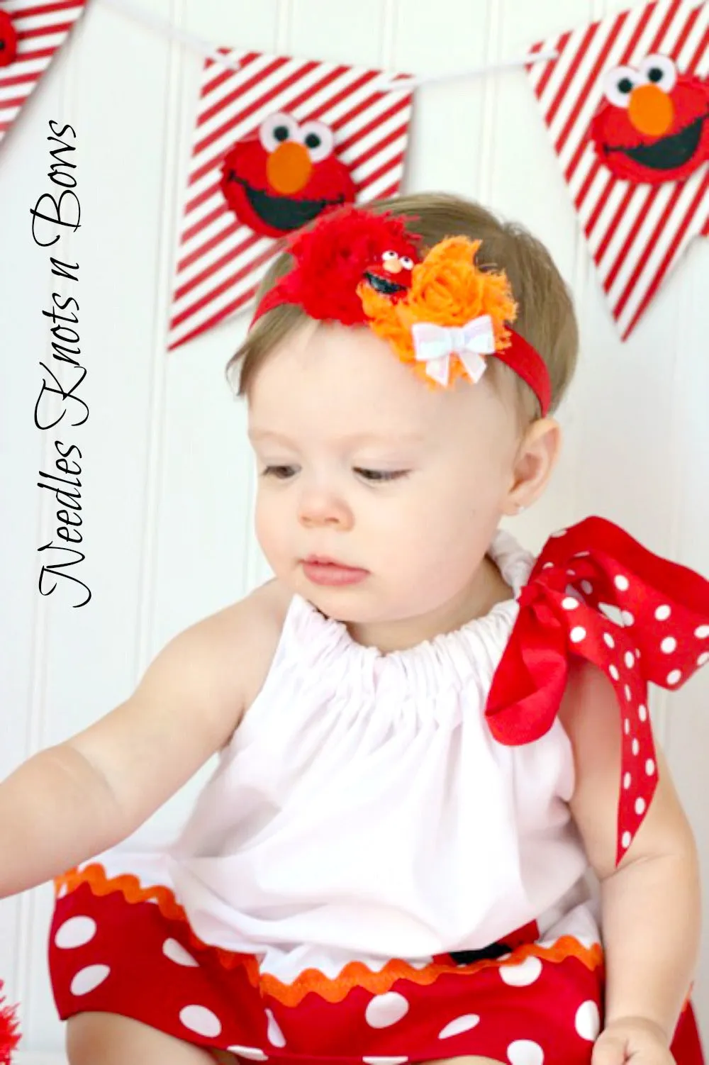 Elmo Red and Orange Flower Headband